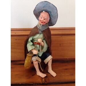 Vintage Japanese Chinese Asian Opera Old Man Fisherman Decorative Figurine Doll